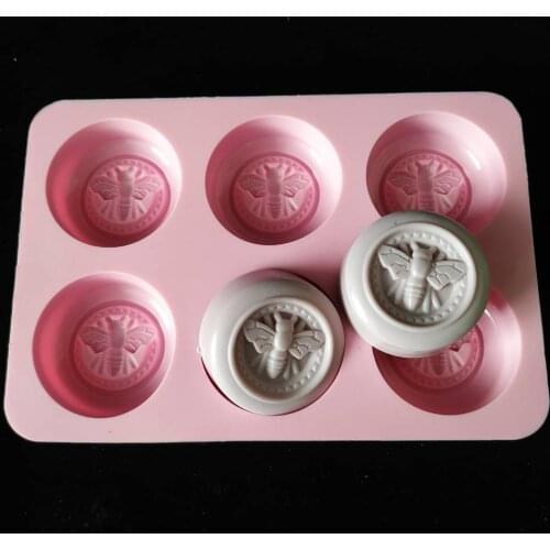 PRZY silicone mold Round six cavities small bee cookie molds DIY handmade soap making molds cake molds resin clay mold