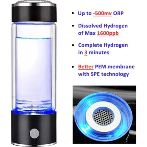 Stable quality SPE technology PEM membrane electrolysis Hydrogen Water Generator Water Ionizer with adaptor for PET bottle Use