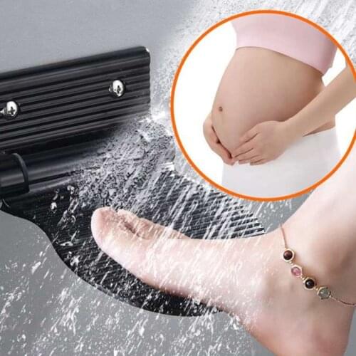 RA12 Shower Footstool Aluminium Alloy Black/Silver Wall Mounted Shower Footstool Bathroom Rest Pedestal Footstool Hardware