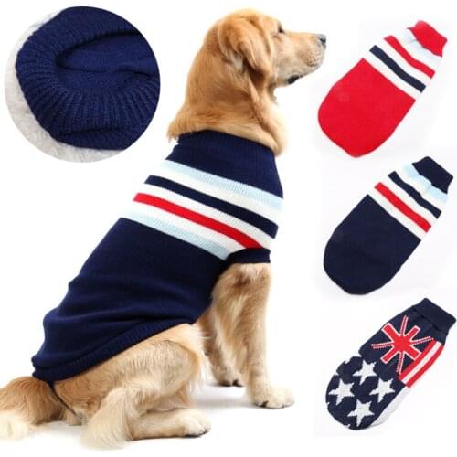 Pet dog autumn and winter sweaters in large dogs warm clothes Puppy cat Golden Retriever knitwear winter warm hooded jacket
