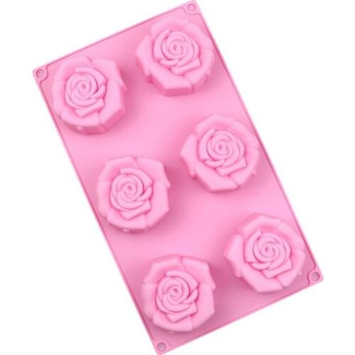 High Quality Rose Flower Chocolate Mold Easy To Release High Temperature Resistant Moon Cake Mold Cake Decoration Tool Pink