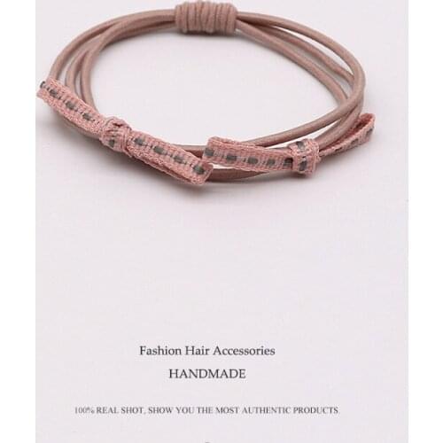 Euhra High Quality Nylon Popular Solid Elastic Hair Band Cotton Double Layer Bow Headband For Womens Hair Accessories Scrunchie