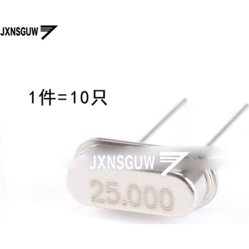 10PCS crystal 25MHz 20ppm 20PF 2 foot 49S type passive crystal oscillator 25M
