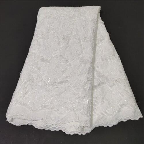 2021 High Quality African Nigerian Tulle Lace Fabric Swiss Cotton Damask Embroidery Wedding Party 5Yards JL025