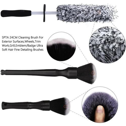 3Pcs Soft Car Detailing Brushes for Cleaning Dash Trim Seats Wheels Handle