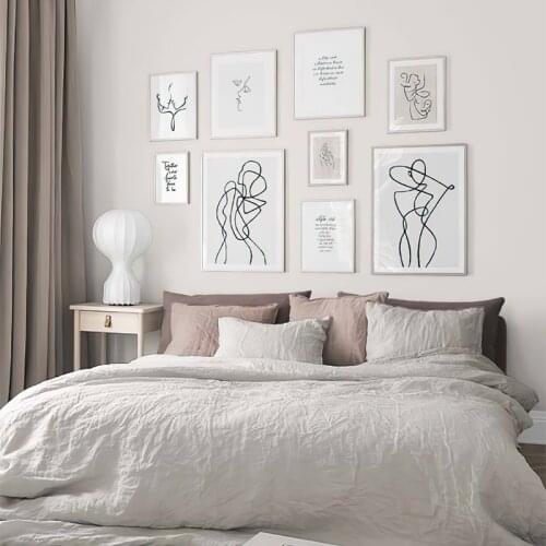 Abstract Line Art Poster Kiss Face Hand Quote Wall Art Print Nordic Canvas Painting Minimalist Picture Living Room Decor