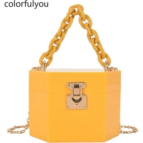 Acrylic Box Handbag for Women Party Clutch Bag Mini Crossbody Bag 2021 NEW Fashion Purses Candy Color Chain Shoulder Bag
