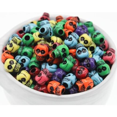 50Pcs Random Mixed Skull Big Hole Acrylic Spacer Beads Jewelry For Necklace & Bracelet Making