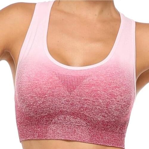 Seamless Sport Bra Women Sexy yoga bra Fitness Gradient Beautiful vest bra, shockproof gathering sports yoga bra running fitness