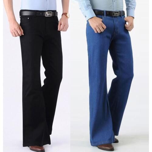Jeans Men Fashion Retro Big Flare Pants 2020 Mens New Loose Denim Flare Pants Mens Wide Feet Slim Thin Pants Size 28-38