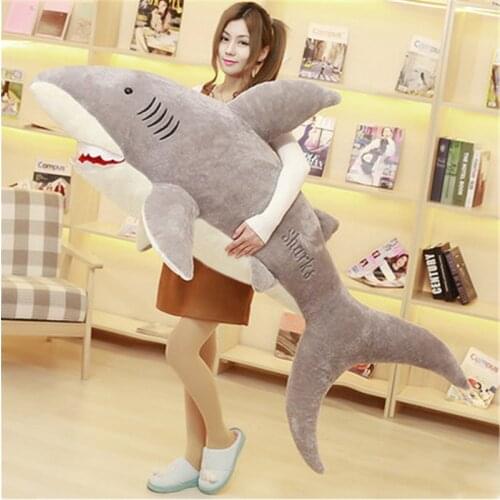 Fancytrader Giant Plush Animals Shark Toys Big Stuffed Fluffy Sea Animal Bite Sharks Gray Doll 3 Sizes for Children Friends Gift