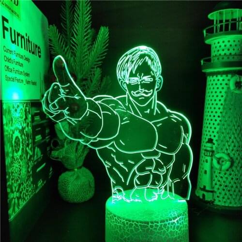 The Seven Deadly Sins Escanor Figure 3D Led Night Light Anime Illusion Lamp Kids Bedroom Decor Nightlight Manga Gift Table Lamp
