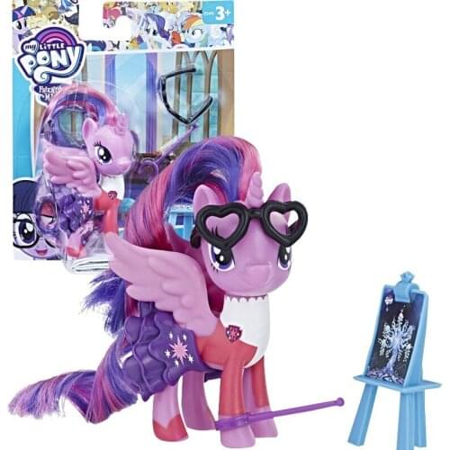 Hasbro My Little Pony Action Figures Friendship School Purple Yue Rainbow Pony Girl Decoration Toys Childrens Birthday Gift