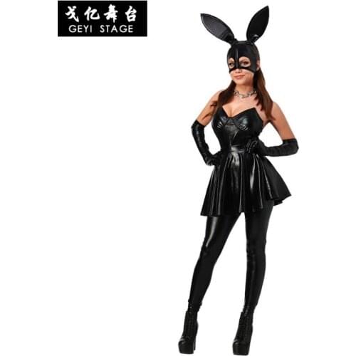 Hot Sexy 5PCS/Set Sexy Black Bunny Uniforms Temptation Bodysuit Bunny Sexy Lingerie Costumes Bunny Girl Nightclub Party Wear