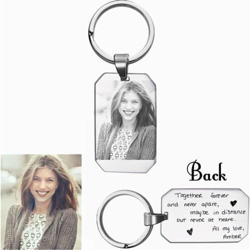 Refined Customized Personal Logo Key Label Stainless Steel Key Chain Label Fashion Key Ring Mens Couple DIY Key Chain