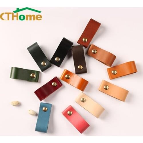 Single Hole Creative Nordic Wardrobe Cabinet Leather Door Handle Anti-Collision Drawer Pulls Furniture Kitchen Knobs and Handles