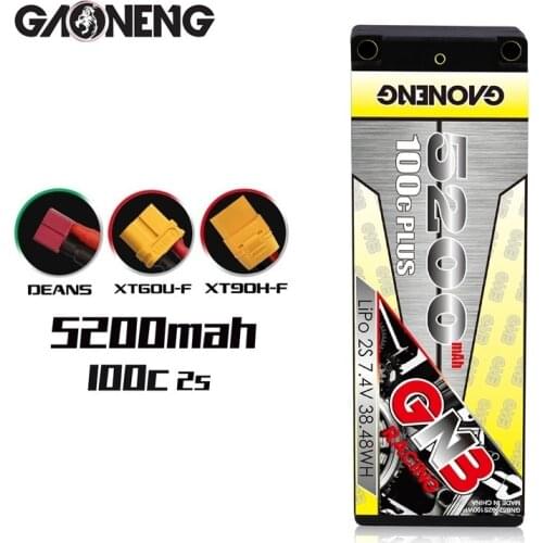 GNB 7.4v 5200mAh 100C PLUS LiPo Battery For Remote Control Car Racing Spare Parts With Shell Upgrade LiHV 2S Battery