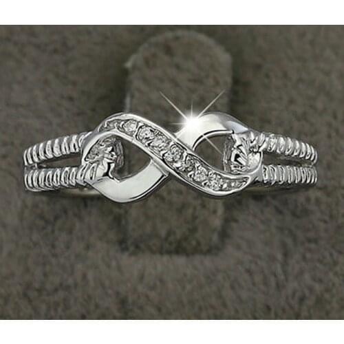 Milangirl Trendy Cz Infinity Endless Love Claddagh 8 Shape Rings for Women Plata/argento Filled Jewelry Anel Feminino Size 5-10