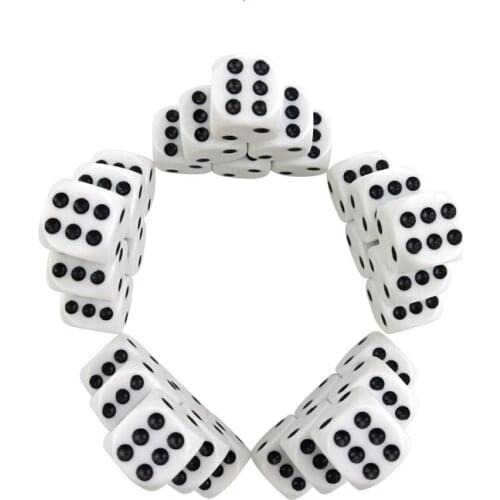 New High-quality 100Pcs/Lot 16mm Dice Set White Black Point Drinking Dice Acrylic White Round Corner D6 Points Dice Club Party