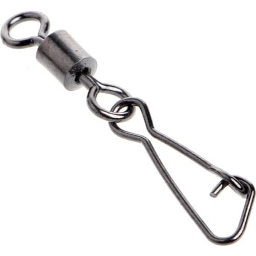 50Pcs Stainless Steel Fishing Bearings Hooked Snap Pins Rolling Swivel Connector Drop Shipping