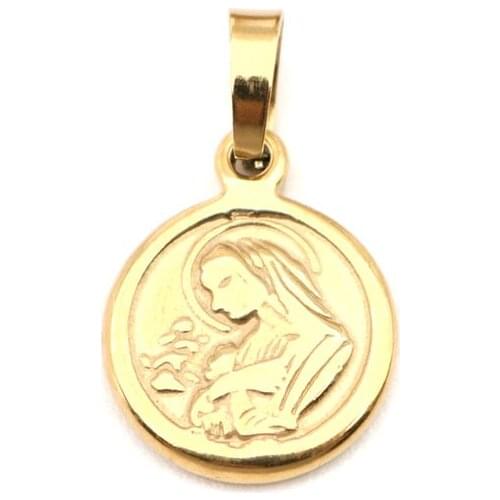 Stainless Steel Charms Round & Oval Gold Virgin Mary Pendants For Women Men Bracelets Necklaces Trendy Jewelry Making, 1 Piece