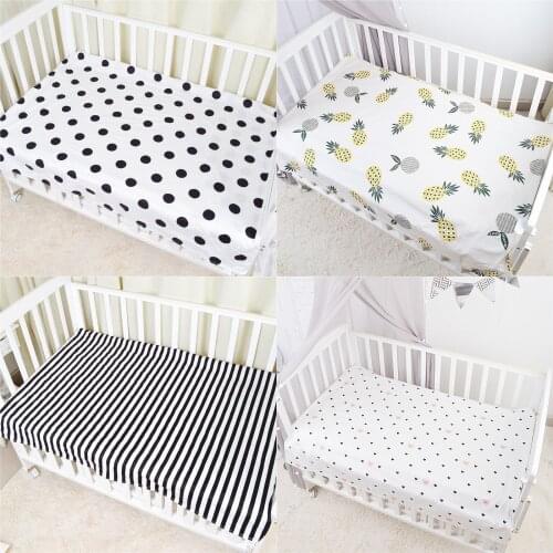 Nordic Style INS Baby Cotton Bed Linen Black and White Printed Cotton Baby Crib Bedding Sheets for Girl Boy Blanket