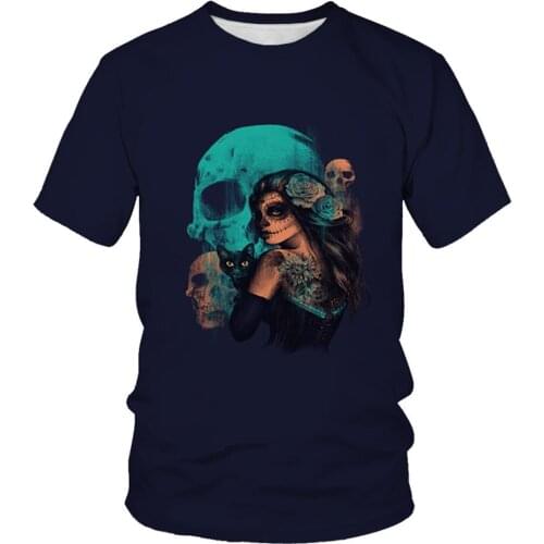3D Printing Cartoon Skull Pattern Casual Short-Sleeved Mens Sports T-Shirt Street Hot Selling Men And Women Oversized T-Shirt