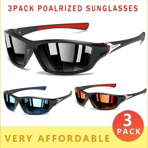 3 PACK Luxury Polarized Sunglasses Mens Driving Shades Male Sun Glasses Vintage Driving Travel Fishing Classic Sun Glasses X42