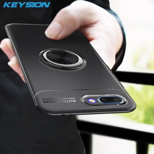 KEYSION Luxury Ring Holder Phone Case For Huawei Honor 10 Magnetic Car Stand Soft Silicone Matte Cover For Honor 10 Case Capa