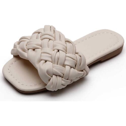 Girls Sandals Summer New Outer Wear Woven Net Hot All-match Beach Shoes Indoor Flip-flops Slipper Flats Fashion Causal