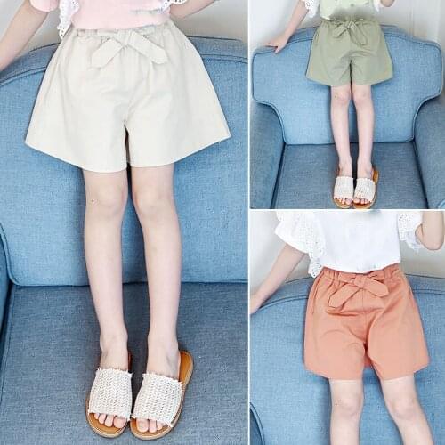 Teenage Girls Bow Shorts Pants For Kids Solid Cotton Summer 2020 Mini Trousers Baby Big Girl Clothing Children Bottoms Clothes