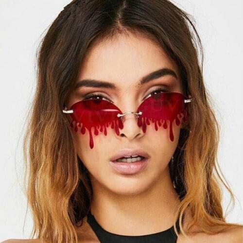 Fashion Rimless Sunglasses Women New Vintage Unique Tears Shape Steampunk Sunglasses Female Gafas Shades Uv400 Oculos Feminino