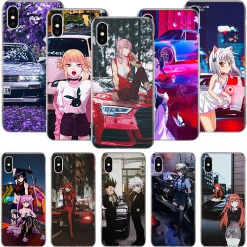 Sports Car Cute Anime Girl Phone Case For iPhone 11 12 Pro XS XR X Max 7 8 6 6S Plus Mini + 5 SE Pattern Customized Coque Cover
