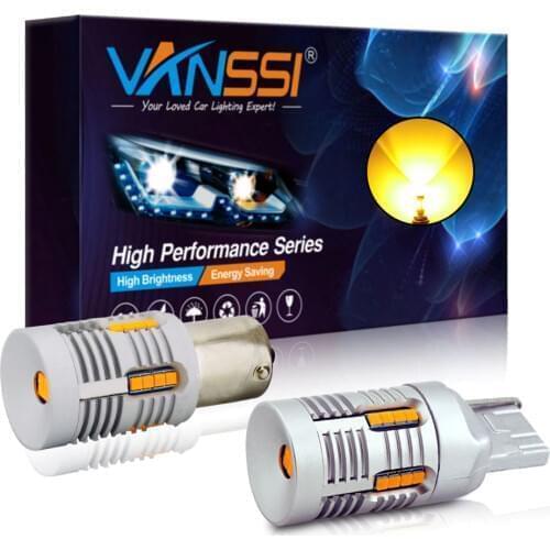 VANSSI 7507 Bau15s PY21W LED Canbus Error Free Turn Signal Light T20 7440 7440NA WY21W LED Canbus No Hyper Flash Amber Yellow