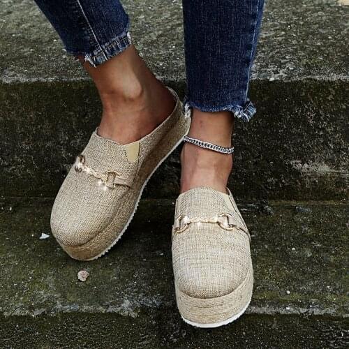 Fashion Women Espadrilles Platform Shoes Slip on Flat Loafers Summer Casual Walking Shoes Ladies Canvas Casual Shoes