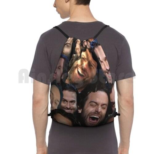 Oh Chris Backpack Drawstring Bags Gym Bag Waterproof Chris Delia Funny Comedy Collage Funny Face Cute Hot