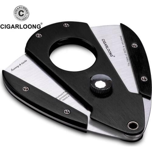 High quality hot sales black dual blade Cigar Cutter Guillotine Cigarette Cutting Tool with Gift Box CC-0109