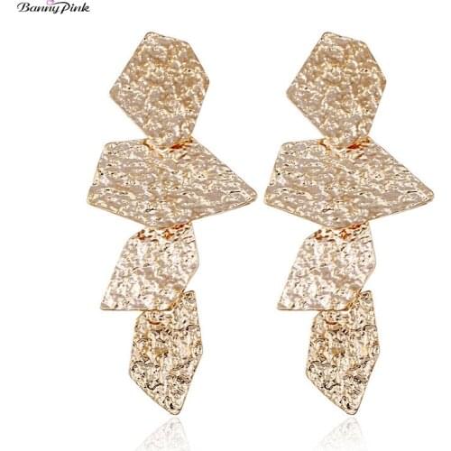 Banny Pink Model Irregular Geometric Statement Stud Earrings For Women Punk Hammer Zinc Alloy Pendant Post Earrings Brincos