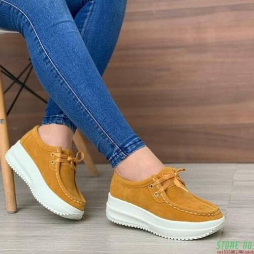 Women Vulcanized Shoes Fashion Solid Lace-up Women Casual Shoes 2021 New Platform Shoes Plus Size Walking Ladies Sneakers