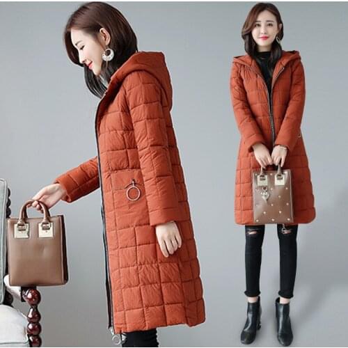2020 New Winter Down Cotton Padded Jacet Women Warm Hooded Parkas Female Casual Long Slim Coat Tops chaqueta invierno mujer 2312