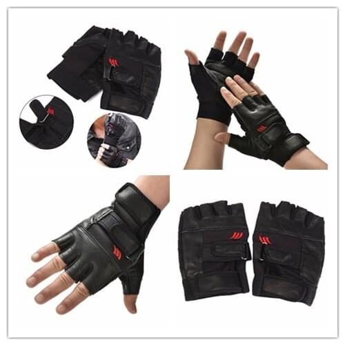 1Pair Men Black PU Leather Weight Lifting Gym Gloves Workout Wrist Wrap Sports Exercise Training Fitness Hot