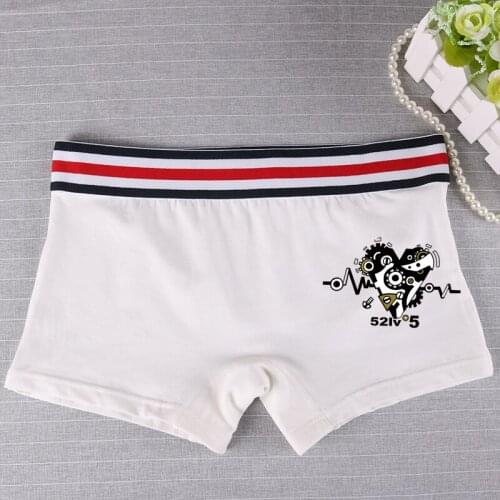 1pcs Neutral Underwear Women Shorts Tomboy Cotton Boxer Briefs Cartoon Mid-waist Knickers Les