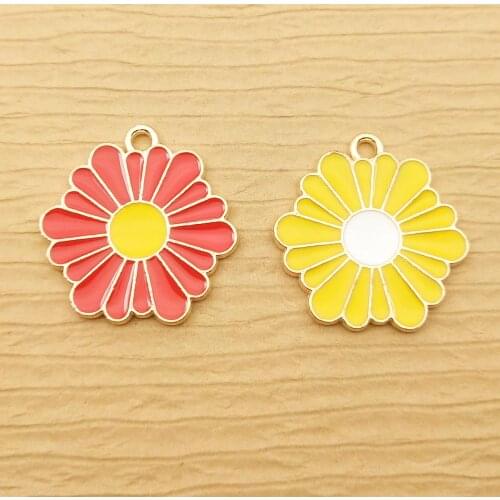 10pcs 25x25mm enamel flower charm for jewelry making and crafting fashion pendant earring charm bracelet charm