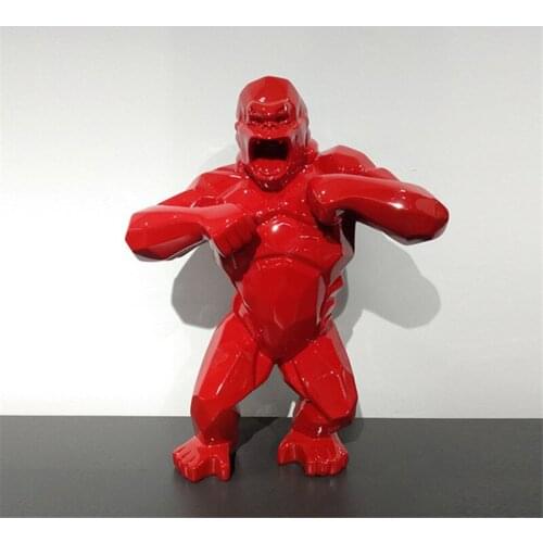 BIG MONKEY KING KONG LIVING ROOM DECORATION GORILLA SCULPTURE GEOMETRIC FRP MODERN STATUE BIRTHDAY GIFT A637