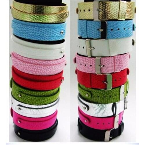 Snake skin pattern Double layer PU leather Wristband Fit 8mm 18mm width and 210mm length