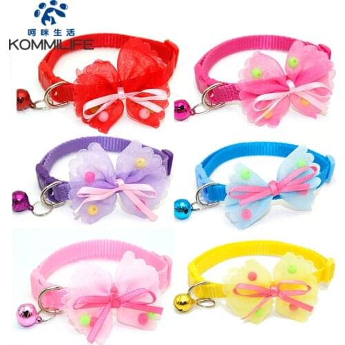 Hello-KittY Bowknot Cat Collar Adjustable Cat Necklace with Bow Tie Bell Small Dog Puppy Collar Pet Necklace Collar For Cats