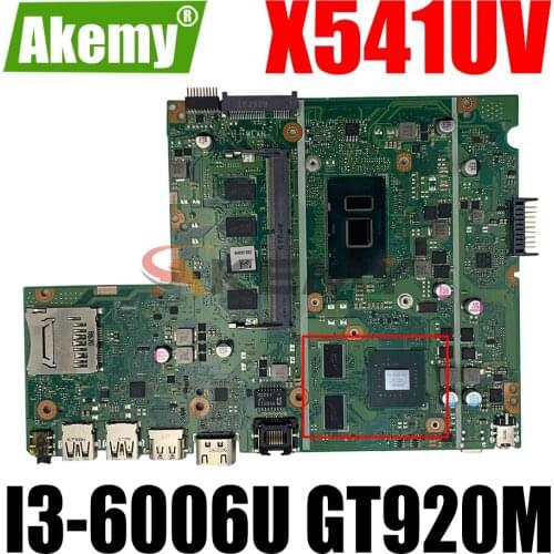 AKEMY X541UV Laptop Motherboard For ASUS VivoBook A541UV X541U Original Mainboard 4GB-RAM I3-6006U GT920M (Pin interface))