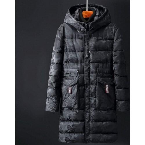 Men Parkas Casual Long Jacket Outwear Thicken Warm Hooded Outwear Coat Windproof Blue Deep grey Camouflage Winter 6XL 8XL 10XL