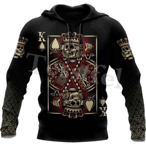 Tessffel Skull Poker King of Spades 3D Print Fashion Mens Sweatshirt Tattoo Harajuku Zipper Hoodie Casual Streetwear Style-7