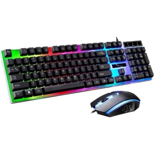 USB Charging Light Keyboard & Mouse Kit Rainbow LED Gaming Equipment For PS4 Xbox One N26 19 Dropship